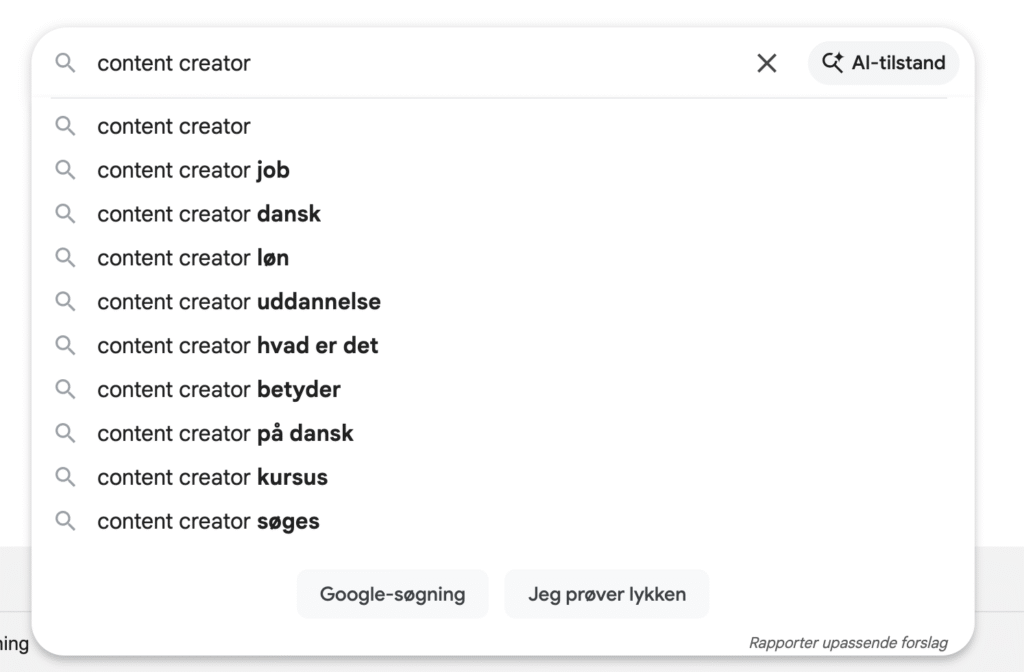 google suggest content creator