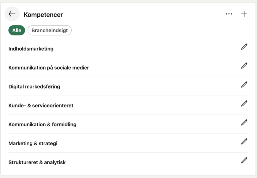 linkedin kompetencer