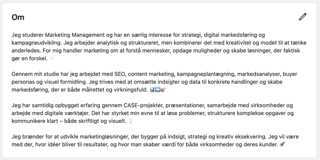 linkedin om sektion